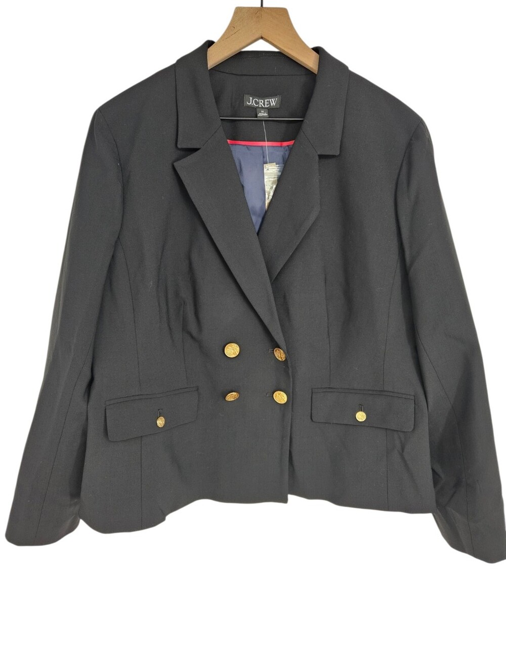 J Crew Black Classic Double-Breasted Business Casual Blazer NWT Size 18
